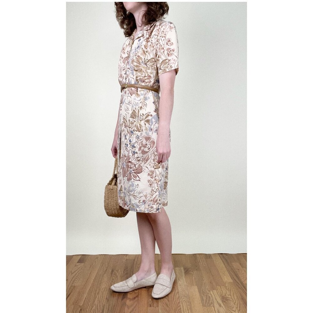 Vintage Handmade Floral Print Mini Midi Dress Preppy Coastal Grandma Garden Girl - Picture 3 of 8